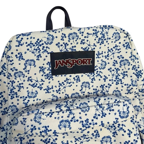 JanSport Superbreak Laptop Backpack in White Field Floral Print - Picture 2 of 6